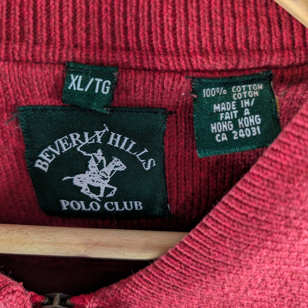 ​Vintage Beverly Hills Polo Club 1/4 Zip Sweater Men's XL Red Knit Pullover - Picture 4 of 8